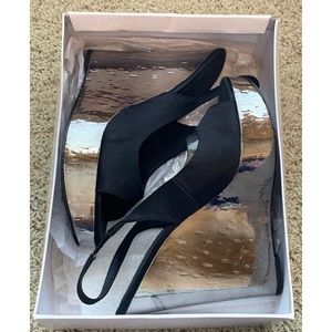 Nine West Black Satin & Metallic wedge heels